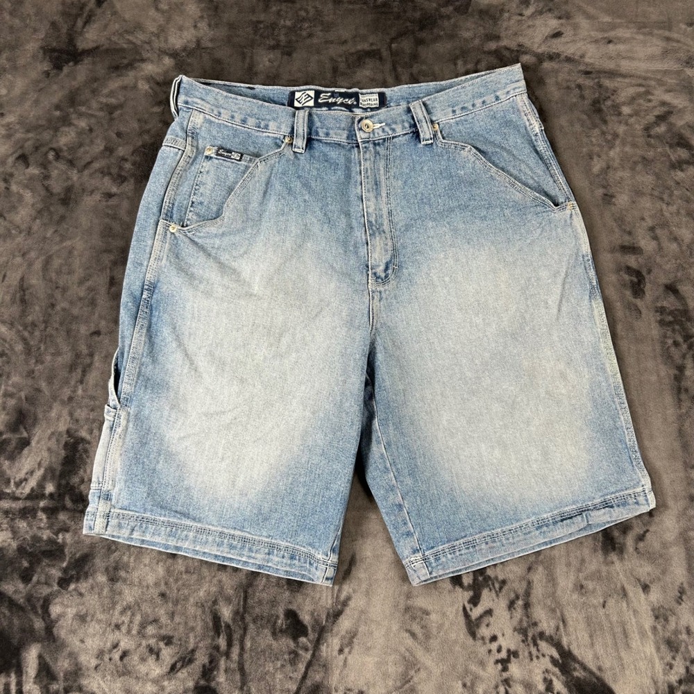 Enyce Denim Carpenter Shorts Mens 36 Light Blue Y2K‎ Baggy Hip Hop 101 Utility